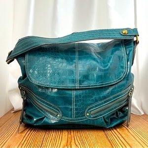 GUC Elle Croc Embossed Shoulder Bag